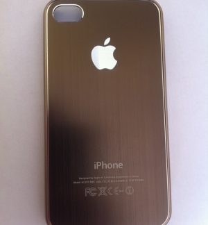 Чехол для iPhone с алюминиевой вставкой коричневый